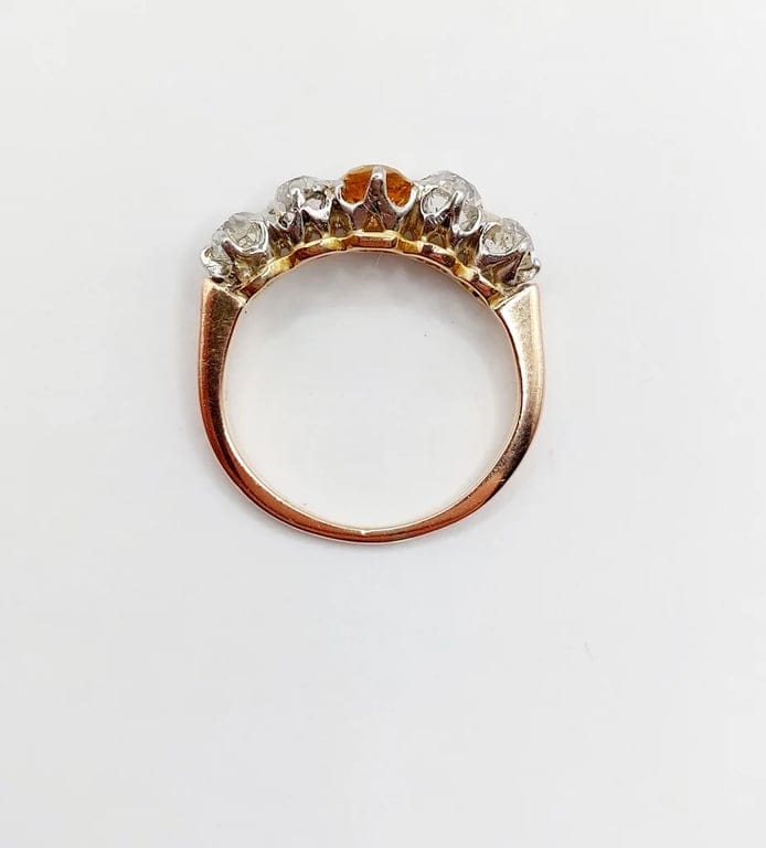 Garter ring antique in 18k rose gold and platinum, citrine and diamonds  - Image 5