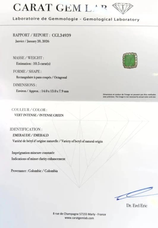 18-carat gold ring with emerald and diamonds  - Image 8