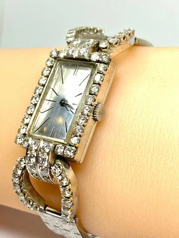 White gold watch set with diamonds circa 1960/1980 - Image 3