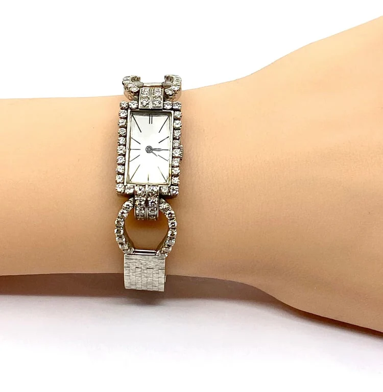 White gold watch set with diamonds circa 1960/1980 - Image 9