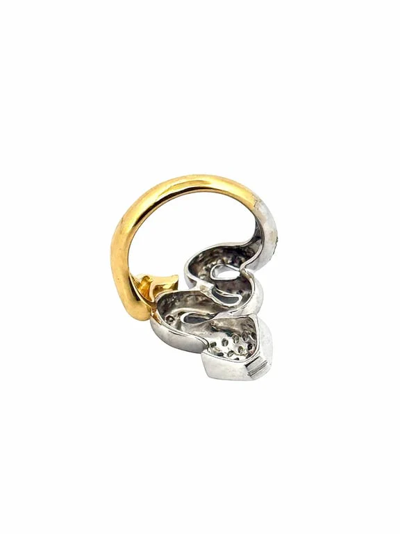 Two-tone gold snake ring with diamonds  - Image 3