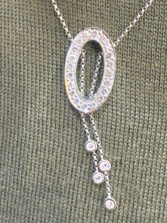 Jewelry set gold necklace and diamond earrings  - Image 4