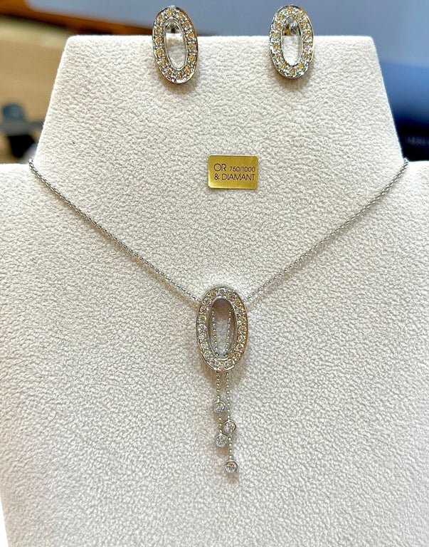 Jewelry set gold necklace and diamond earrings  - Image 5