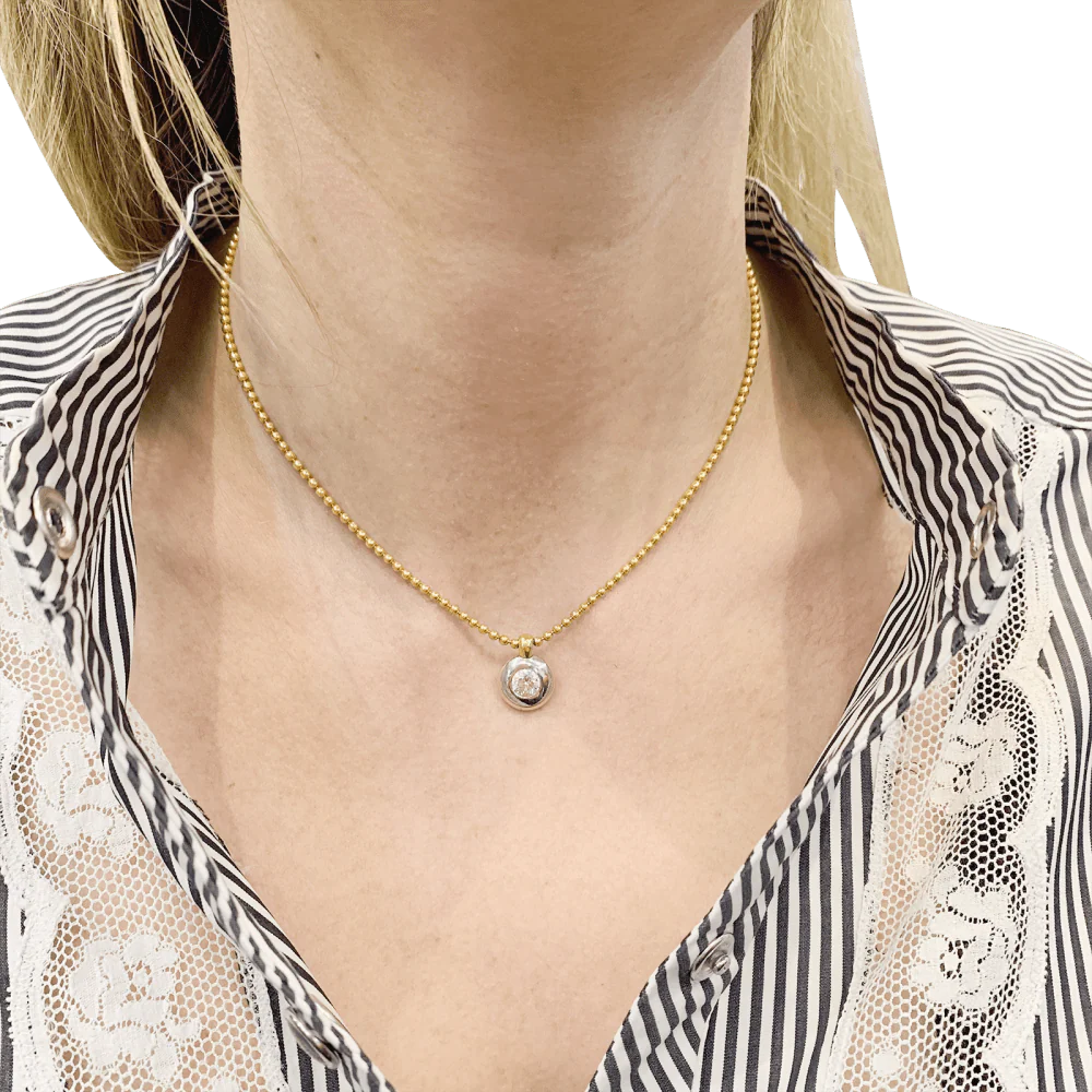 Two-tone gold necklace with diamond. - Image 4