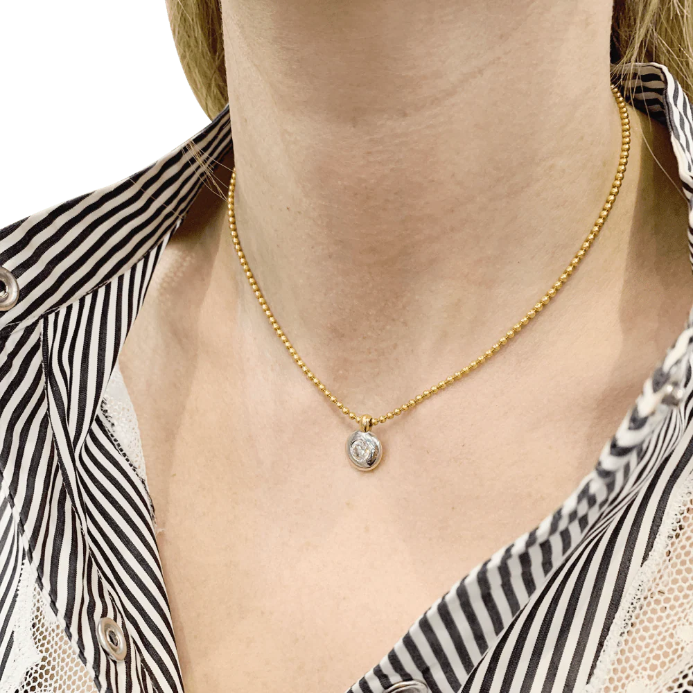 Two-tone gold necklace with diamond. - Image 5