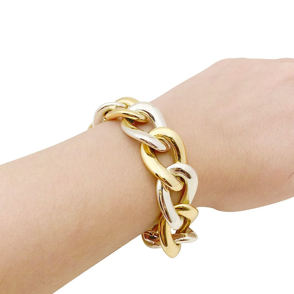 Bracelet Chaumet, large links in two tones of gold. - Image 3