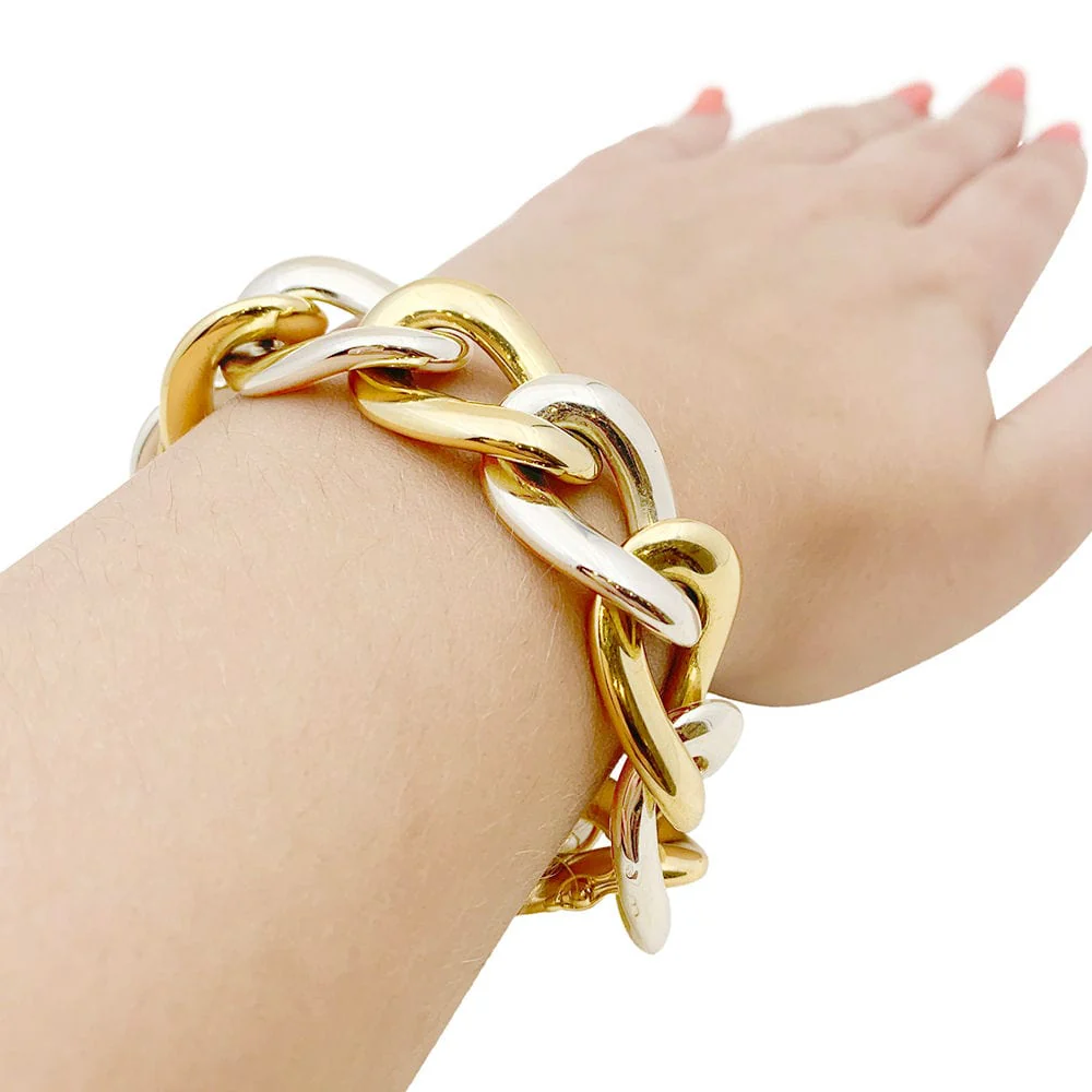 Bracelet Chaumet, large links in two tones of gold. - Image 4