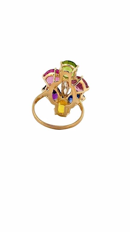 18-carat gold ring set with a diamond and precious stones  - Image 4