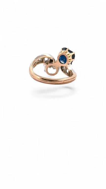 Antique ring Toi & Moi with natural Siam sapphire and diamonds  - Image 6