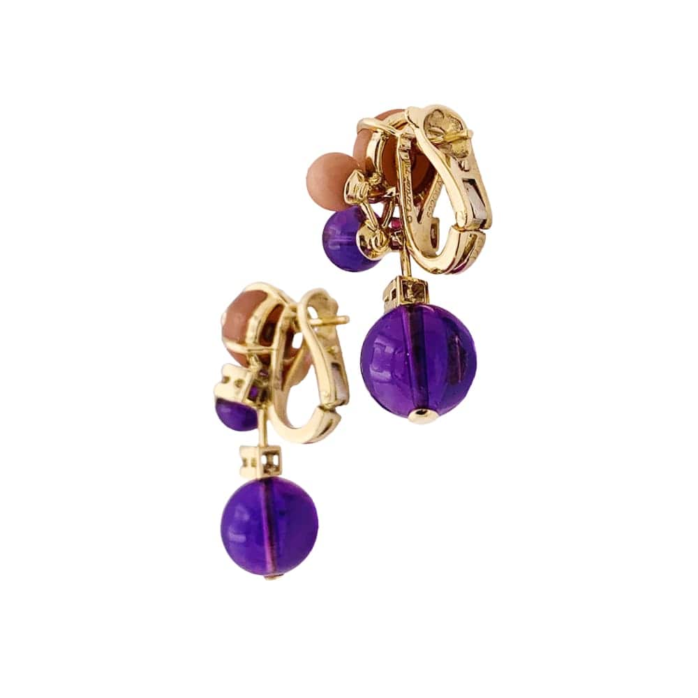 Earrings Cartier "Délices de Goa" in rose gold, amethysts, diamonds and coral.  - Image 3