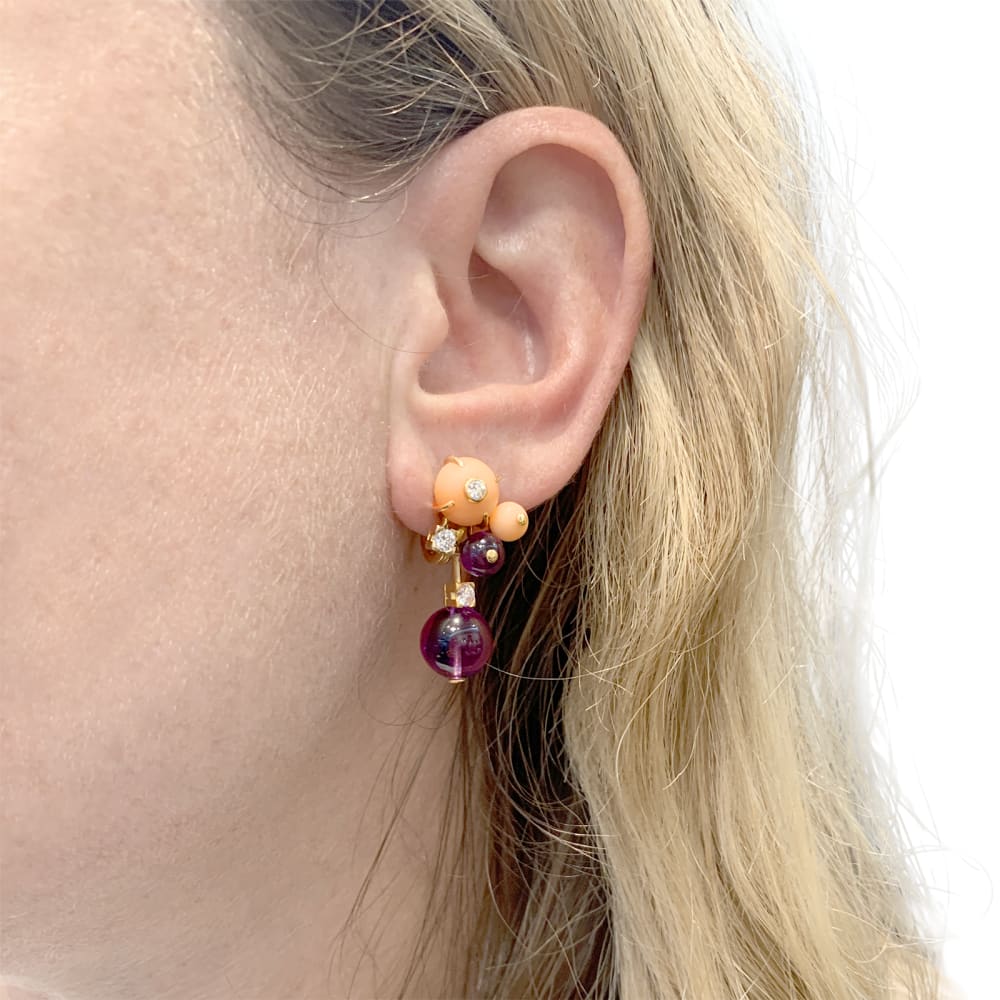 Earrings Cartier "Délices de Goa" in rose gold, amethysts, diamonds and coral.  - Image 5