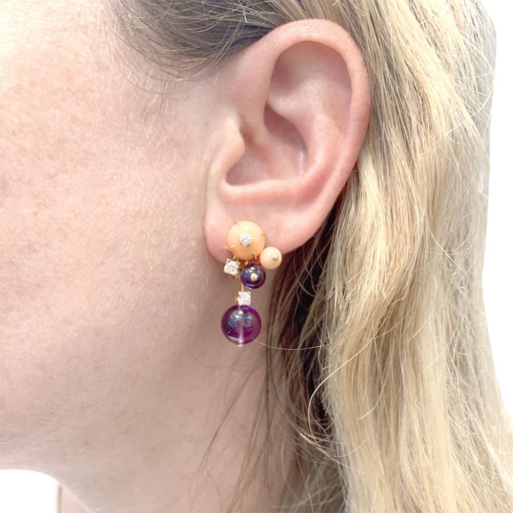 Earrings Cartier "Délices de Goa" in rose gold, amethysts, diamonds and coral.  - Image 6