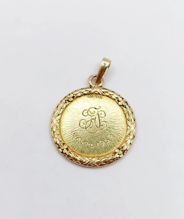 Augis - Love medal pendant 23 mm in 18k gold with diamond and ruby - Image 3