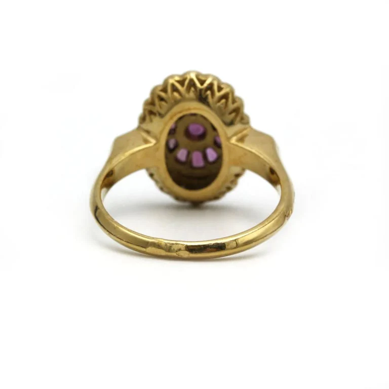 Ring Art Deco - Yellow gold, Rubies & Diamonds - Image 3
