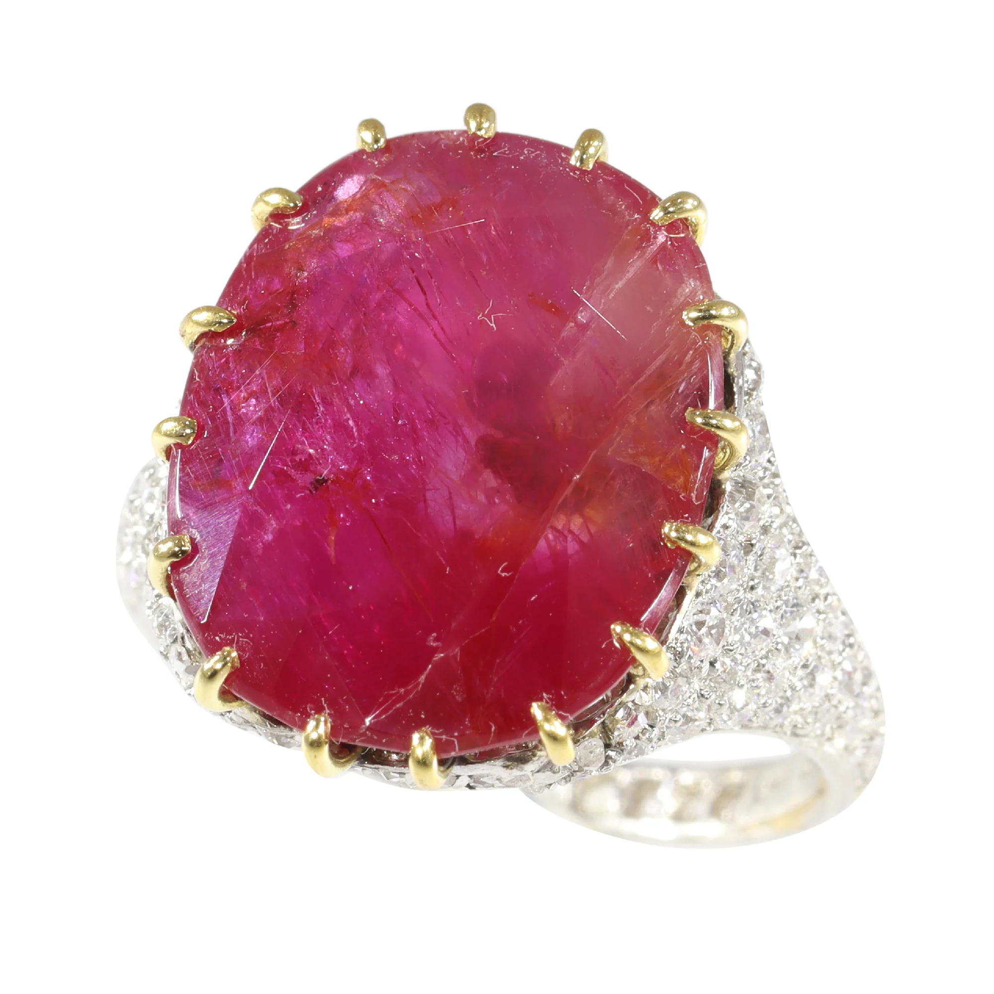 Vintage ruby delight: ring Art Deco with untreated 13.5 ct ruby  - Image 10
