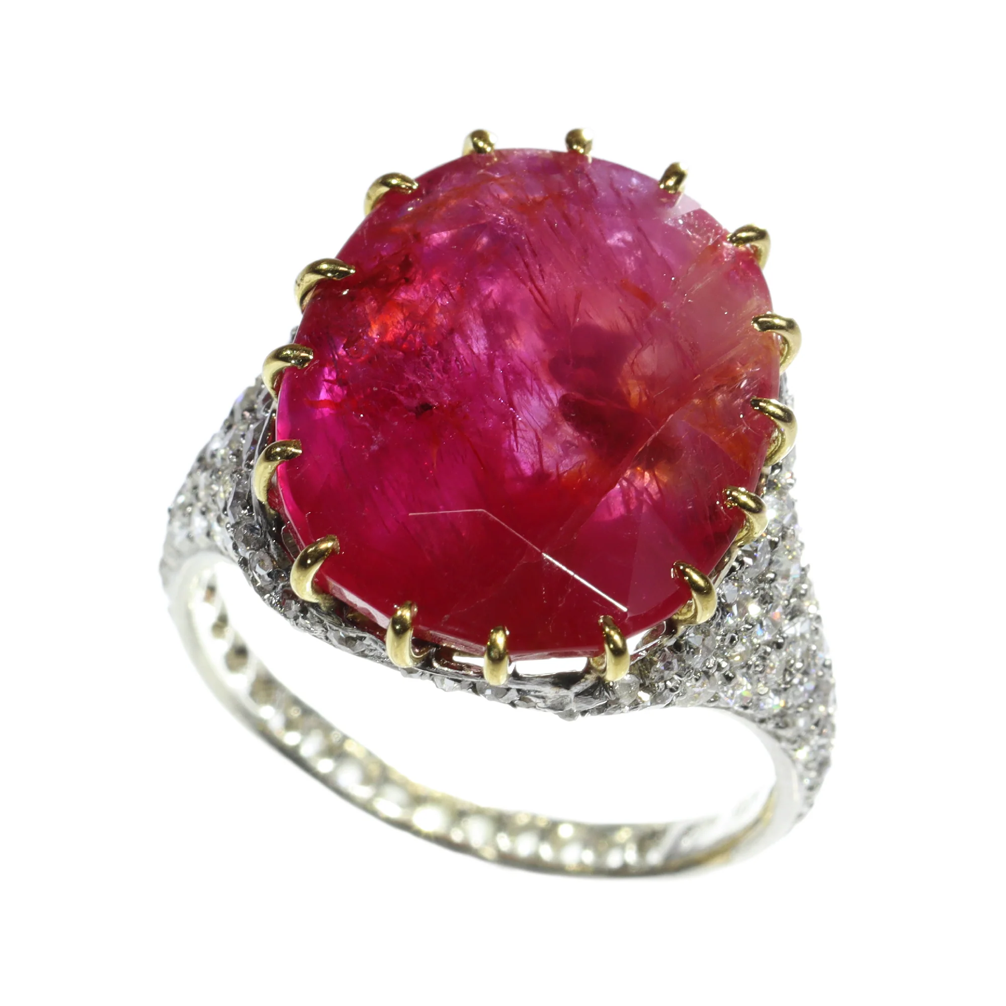 Vintage ruby delight: ring Art Deco with untreated 13.5 ct ruby  - Image 11