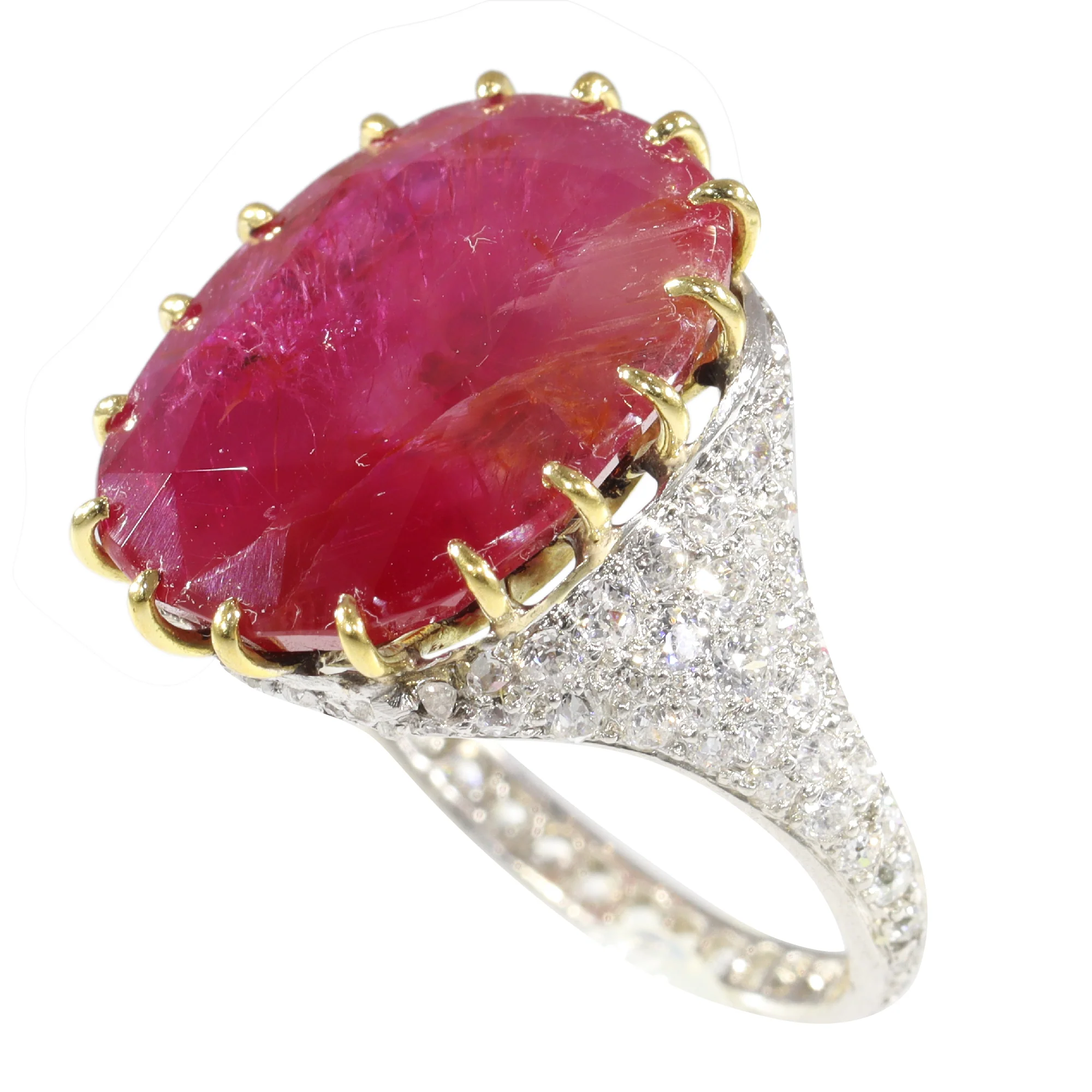 Vintage ruby delight: ring Art Deco with untreated 13.5 ct ruby  - Image 12