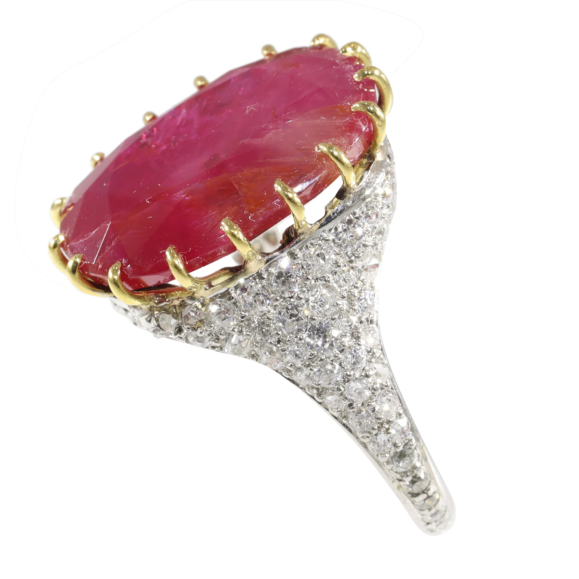 Vintage ruby delight: ring Art Deco with untreated 13.5 ct ruby  - Image 13
