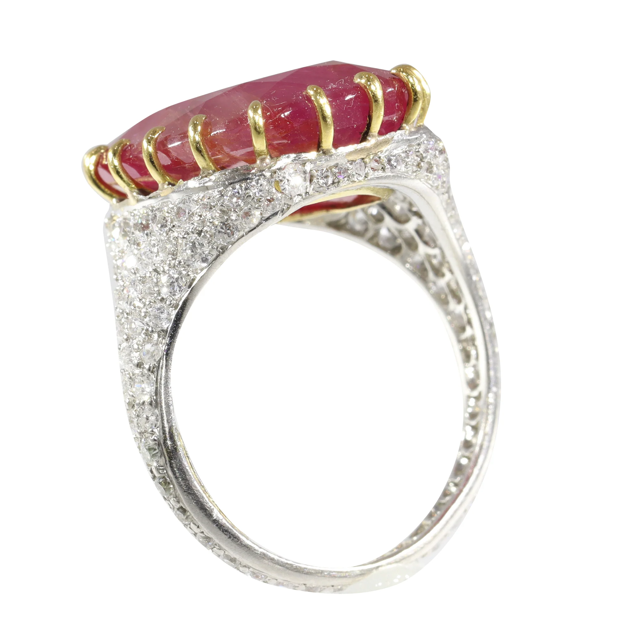 Vintage ruby delight: ring Art Deco with untreated 13.5 ct ruby  - Image 14