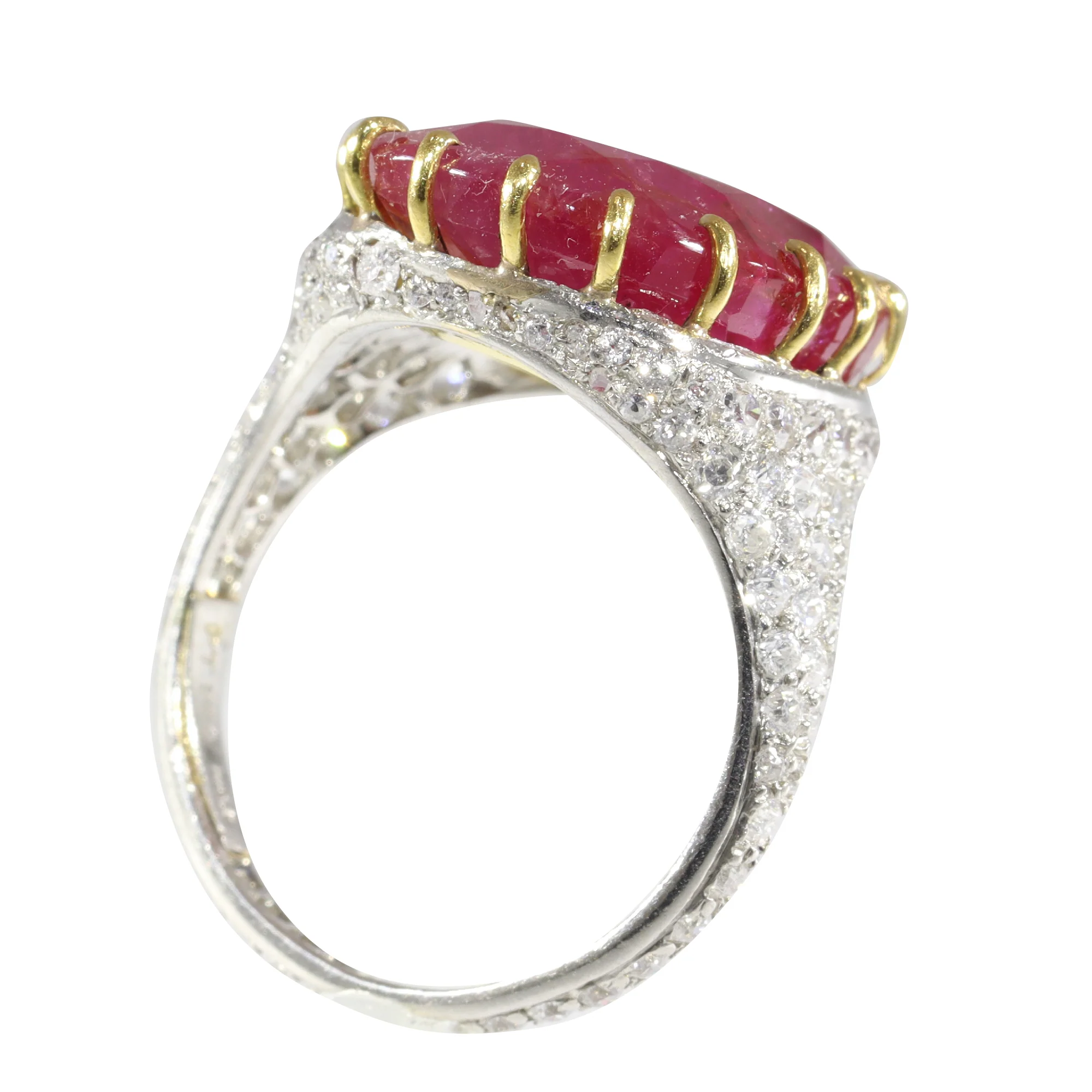 Vintage ruby delight: ring Art Deco with untreated 13.5 ct ruby  - Image 15