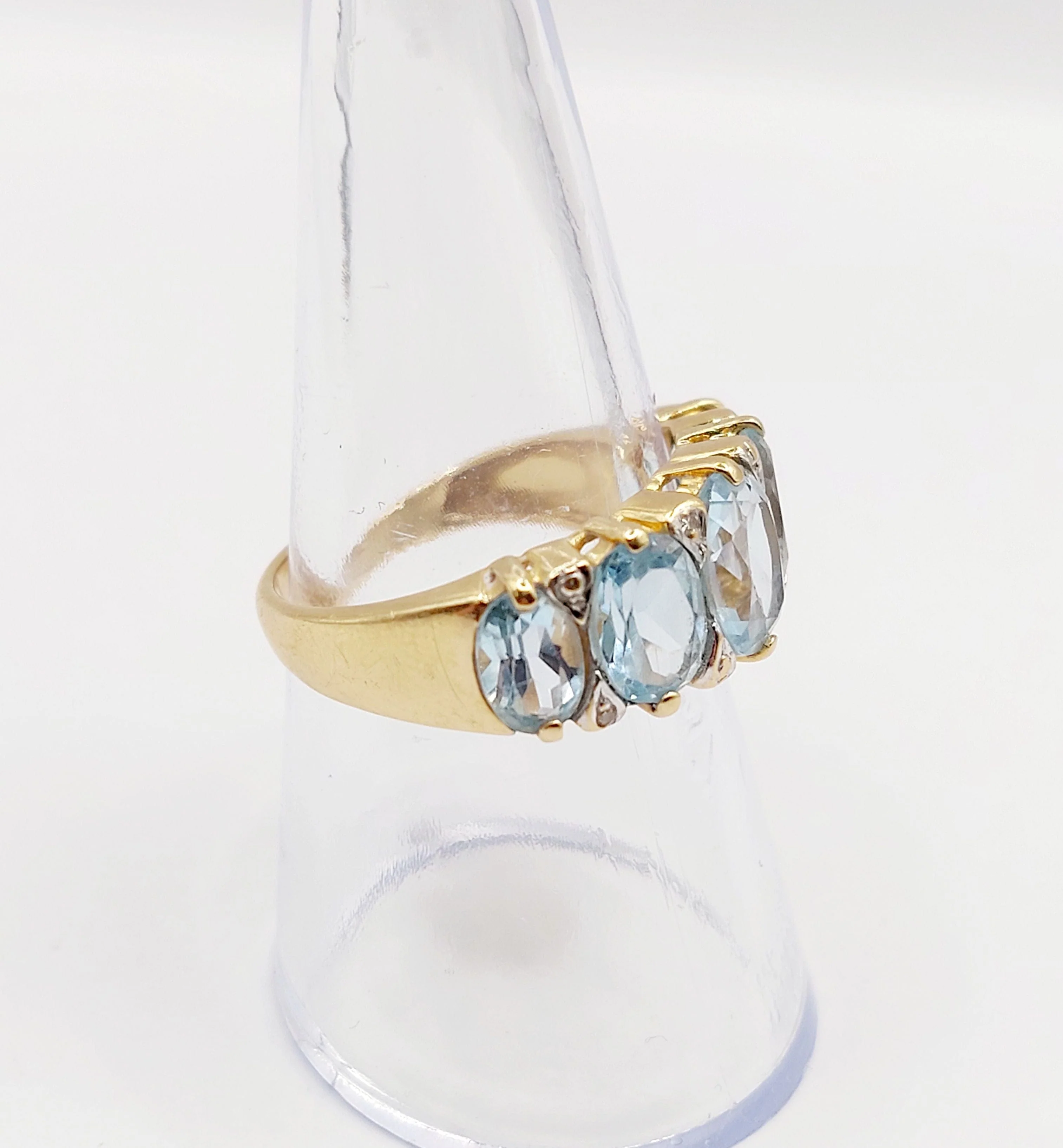 Garter ring vintage 18k yellow gold topazes and diamonds (circa 1980)  - Image 10