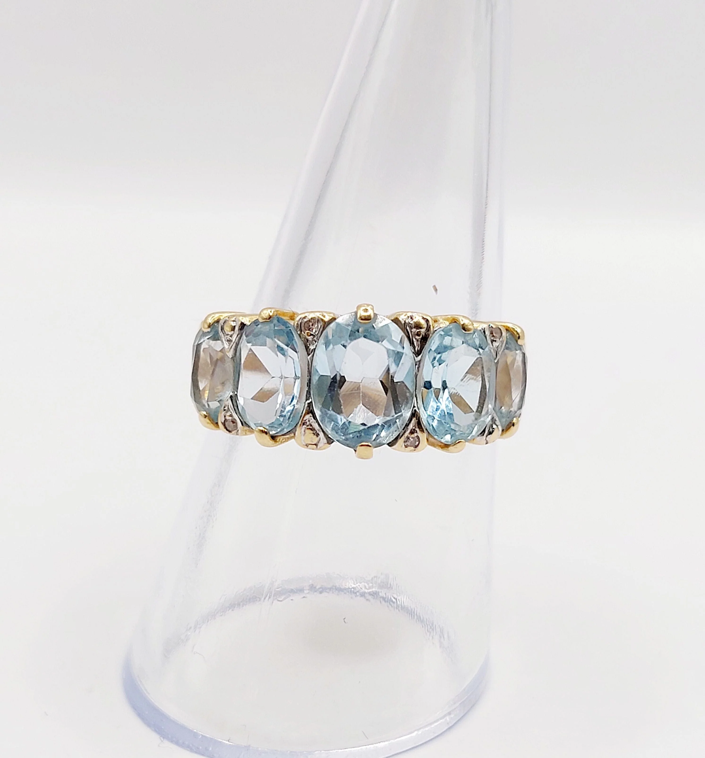 Garter ring vintage 18k yellow gold topazes and diamonds (circa 1980)  - Image 11