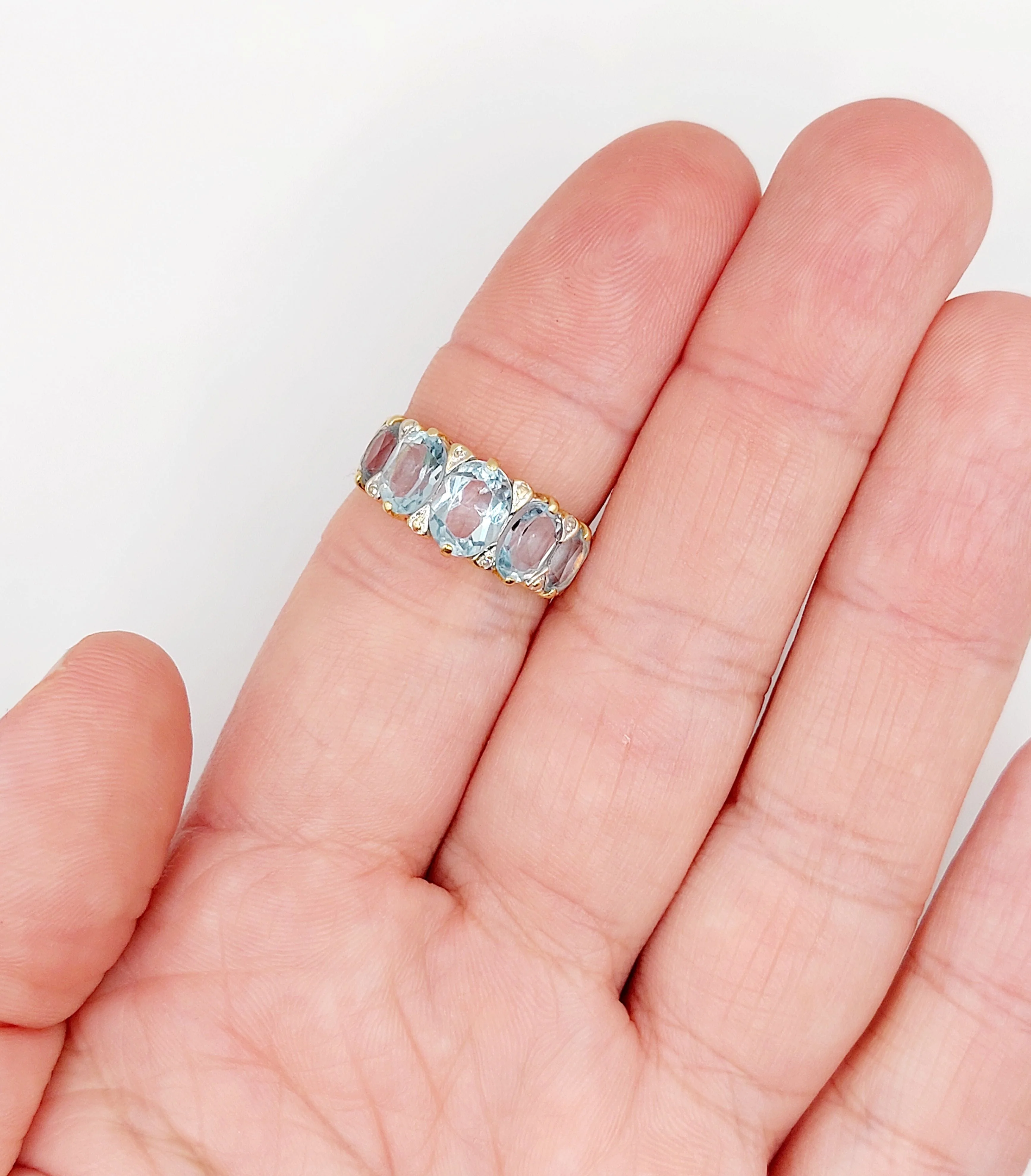 Garter ring vintage 18k yellow gold topazes and diamonds (circa 1980)  - Image 14