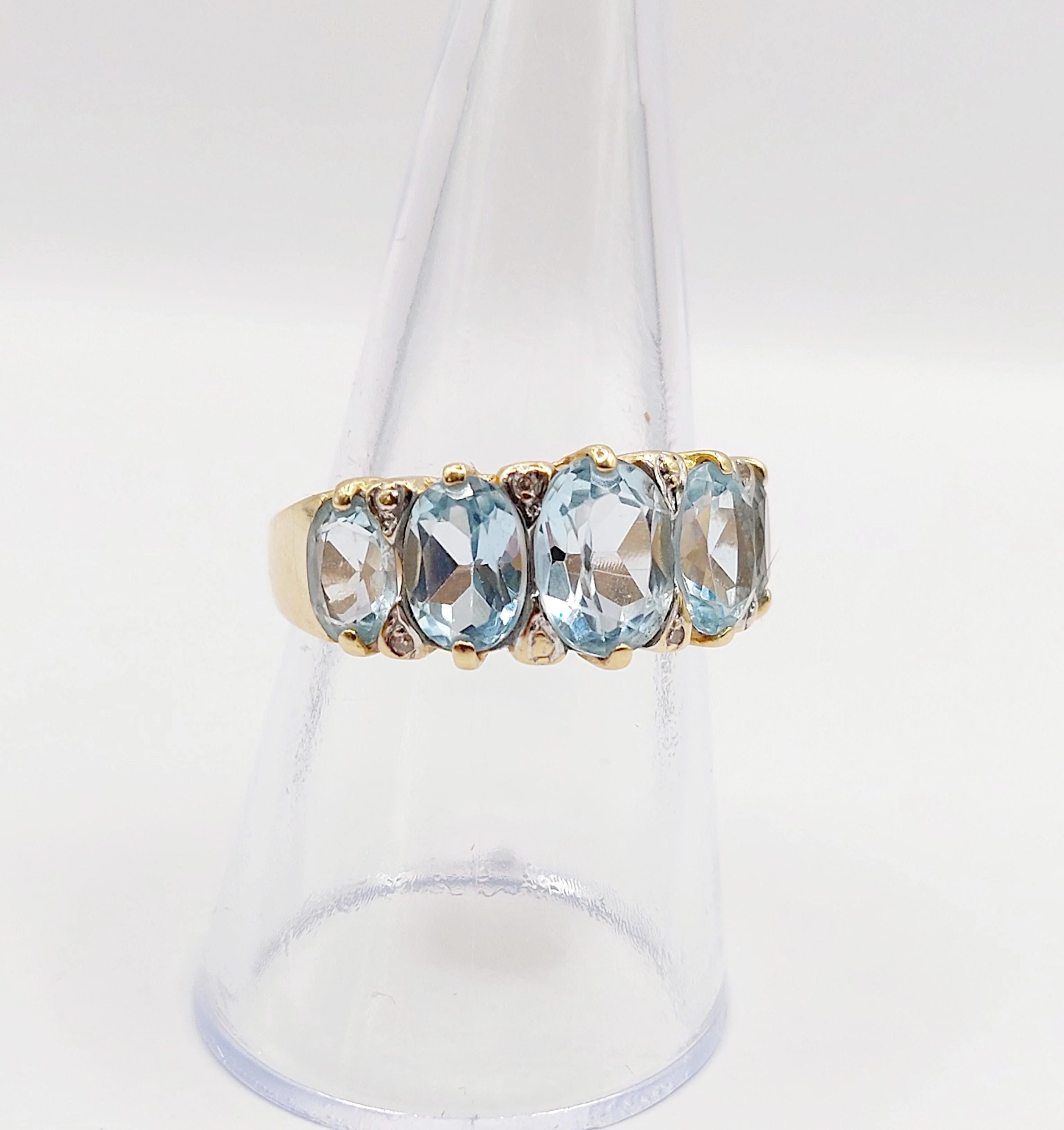 Garter ring vintage 18k yellow gold topazes and diamonds (circa 1980)  - Image 4