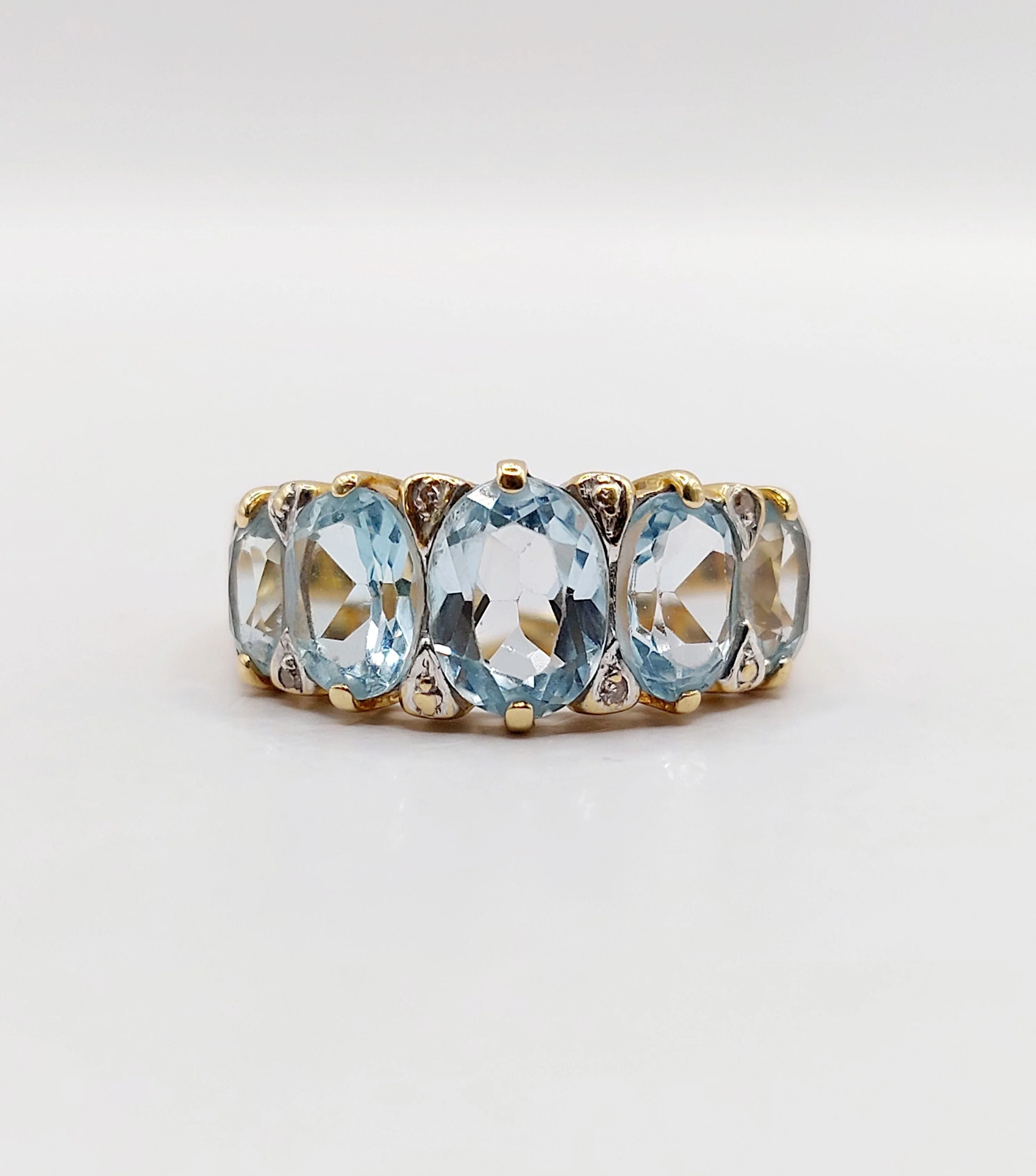 Garter ring vintage 18k yellow gold topazes and diamonds (circa 1980)  - Image 5