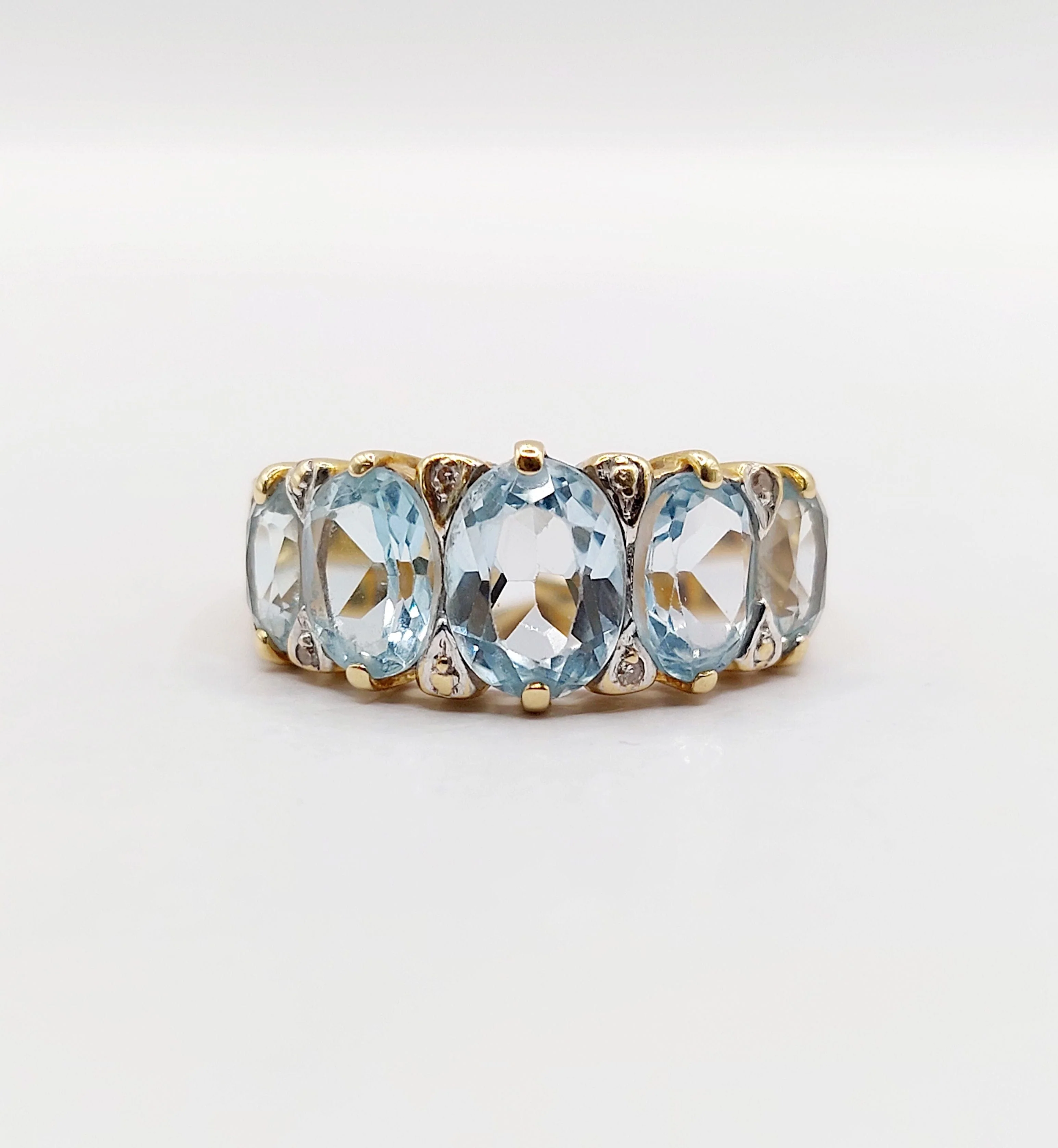 Garter ring vintage 18k yellow gold topazes and diamonds (circa 1980)  - Image 6