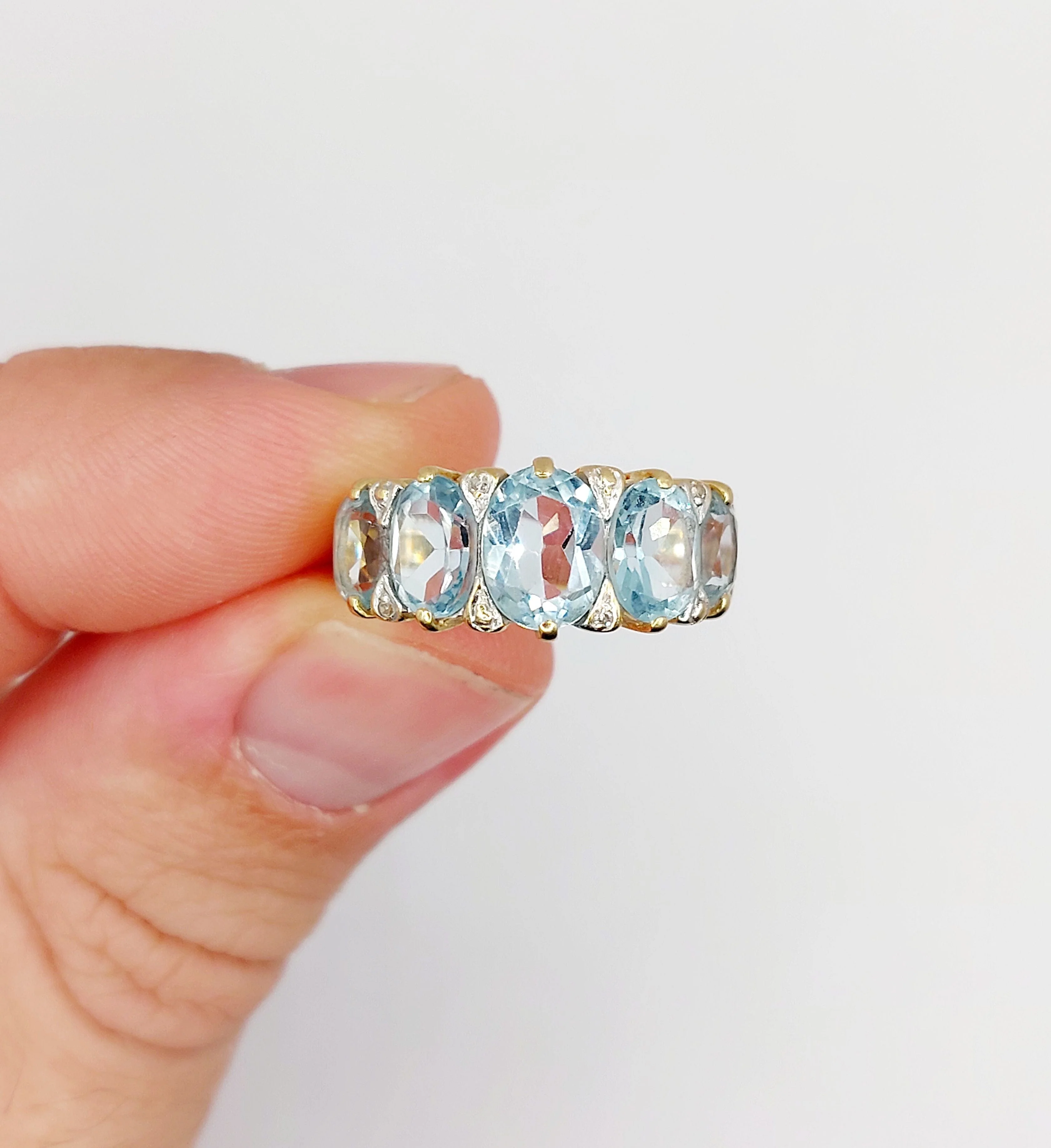 Garter ring vintage 18k yellow gold topazes and diamonds (circa 1980)  - Image 7