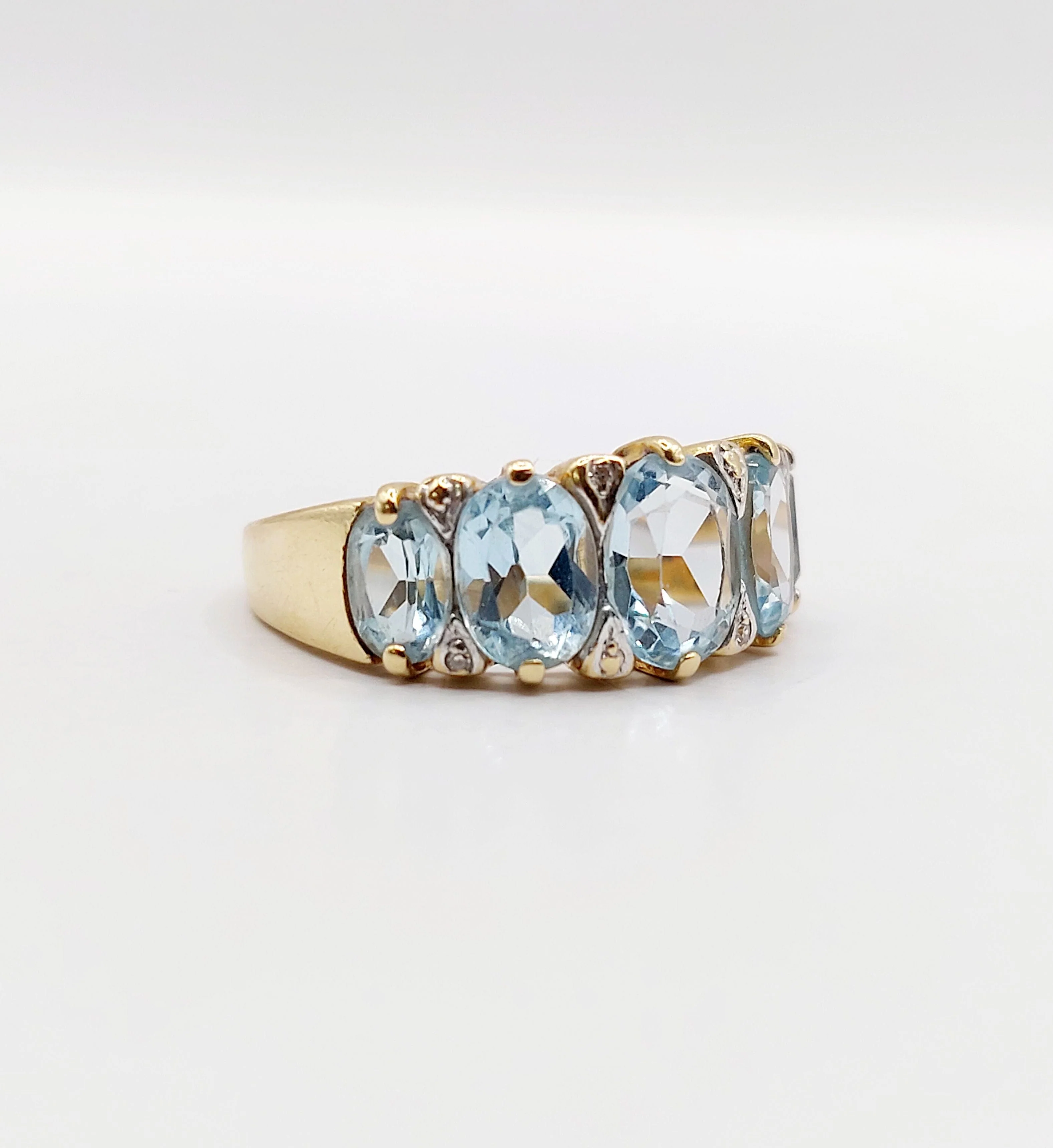 Garter ring vintage 18k yellow gold topazes and diamonds (circa 1980)  - Image 8