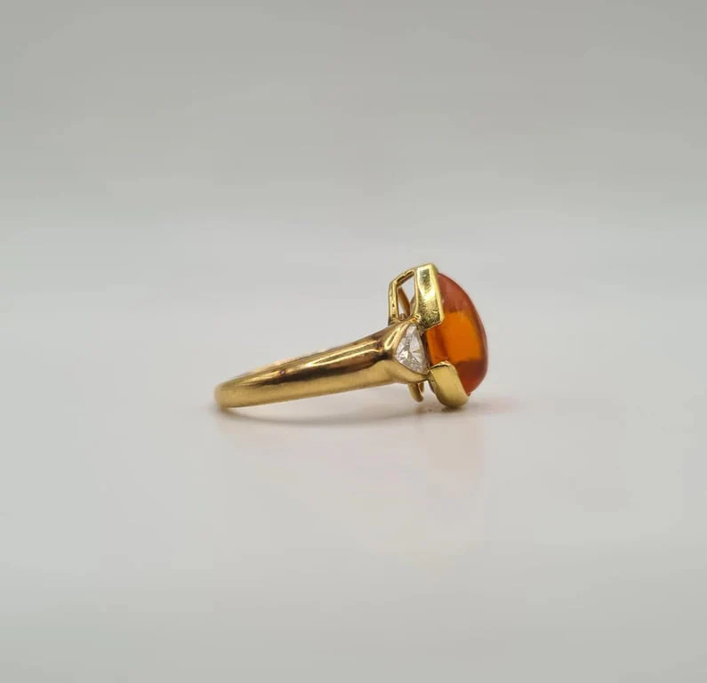 Yellow gold ring set with diamonds and a citrine - Image 5