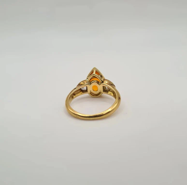 Yellow gold ring set with diamonds and a citrine - Image 6