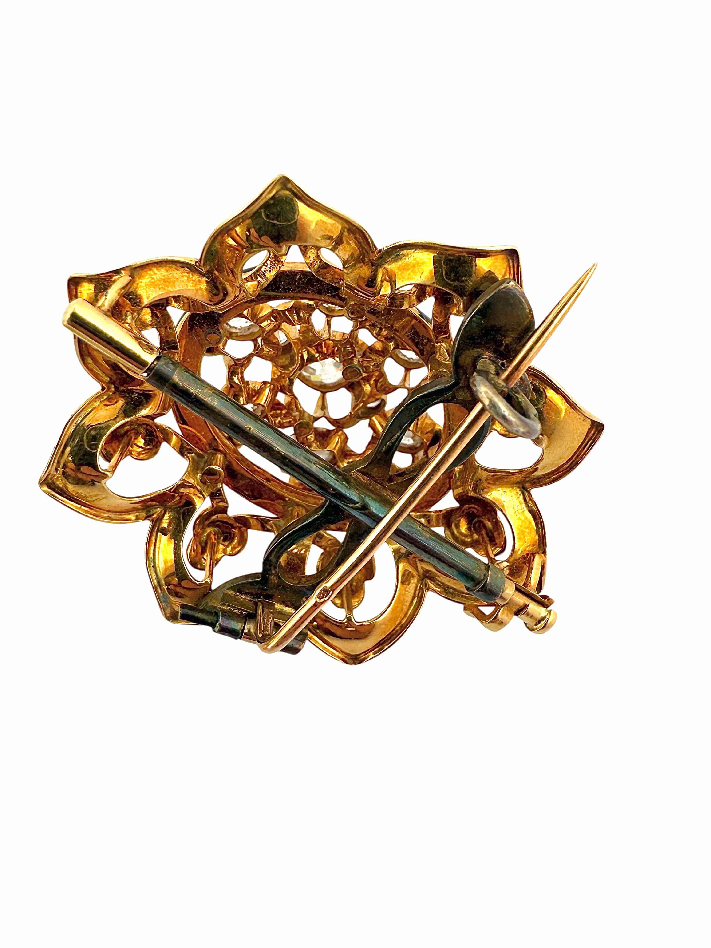 Exceptional transformable set 19th century – 18k gold, black enamel and old-cut diamonds  - Image 4