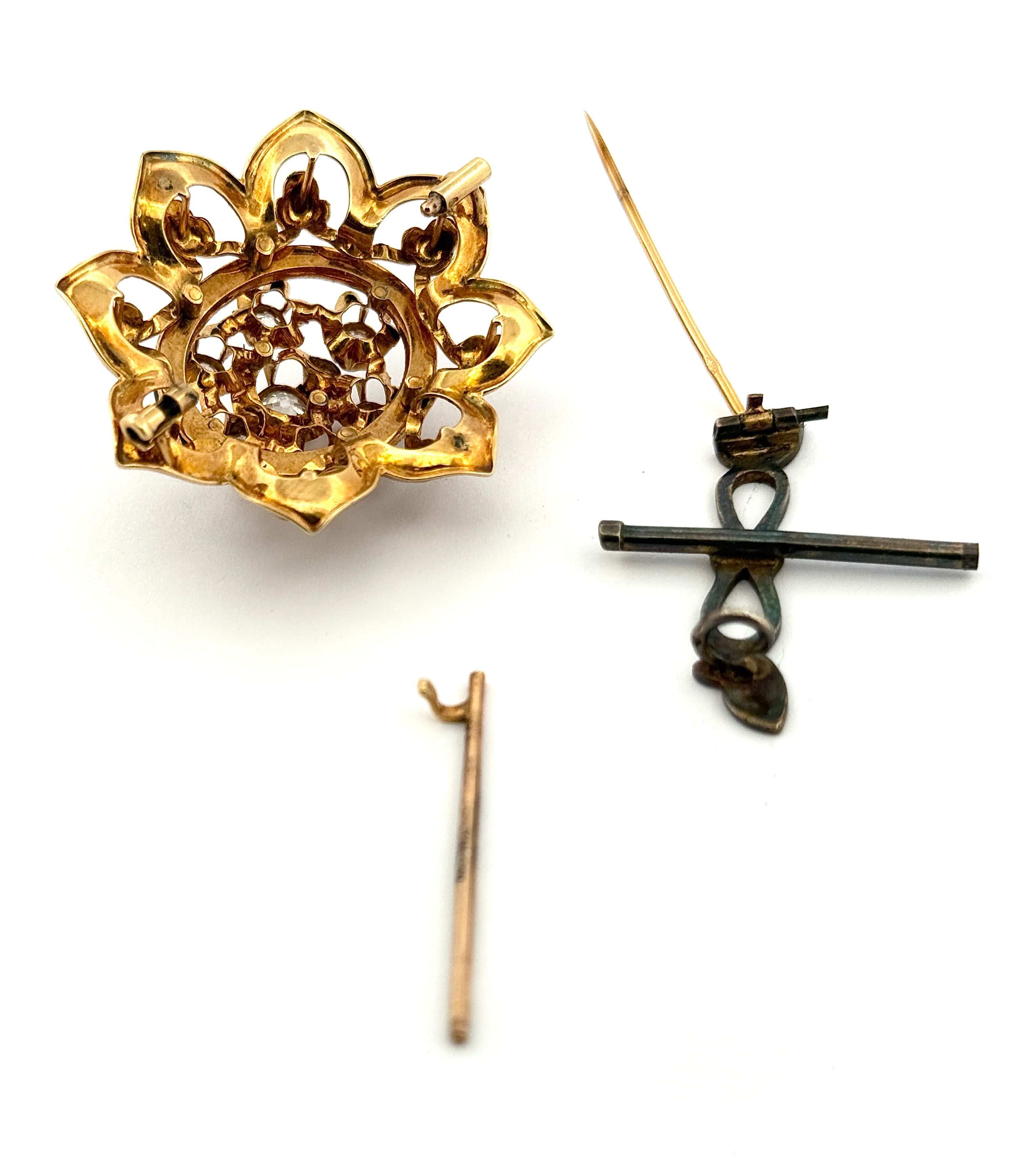Exceptional transformable set 19th century – 18k gold, black enamel and old-cut diamonds  - Image 8