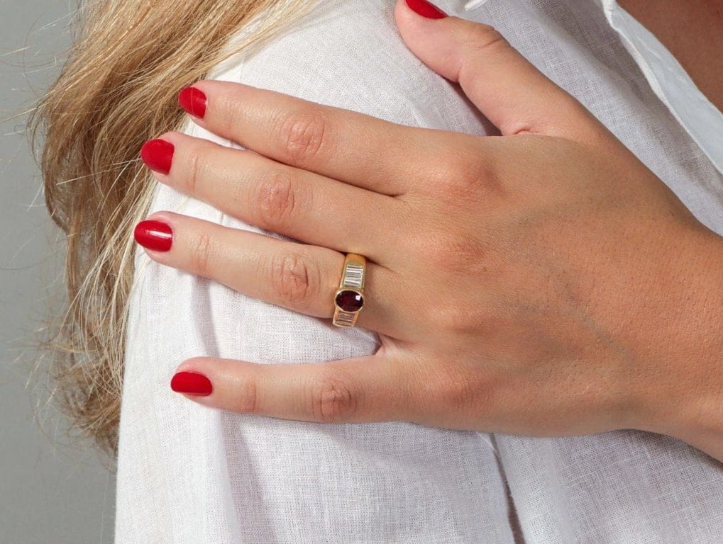 Yellow gold ring, Ruby and Diamonds  - Image 5