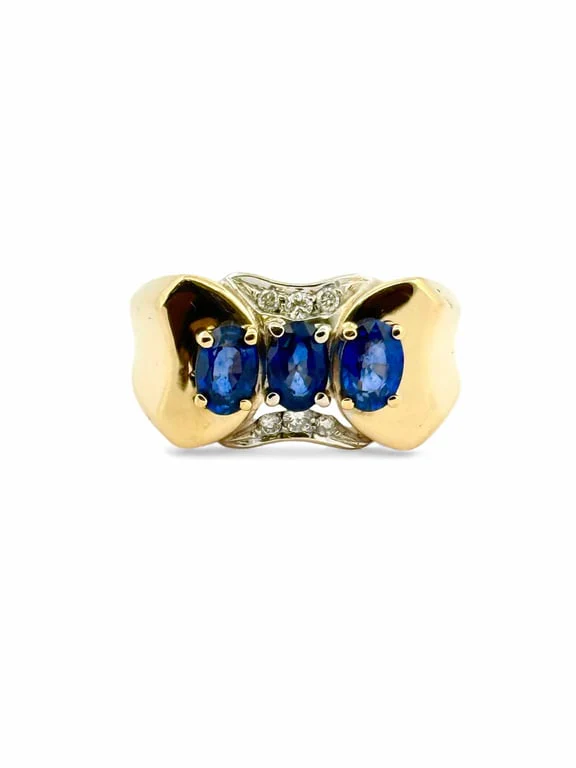 18-carat gold ring with sapphires and diamonds  - Image 3