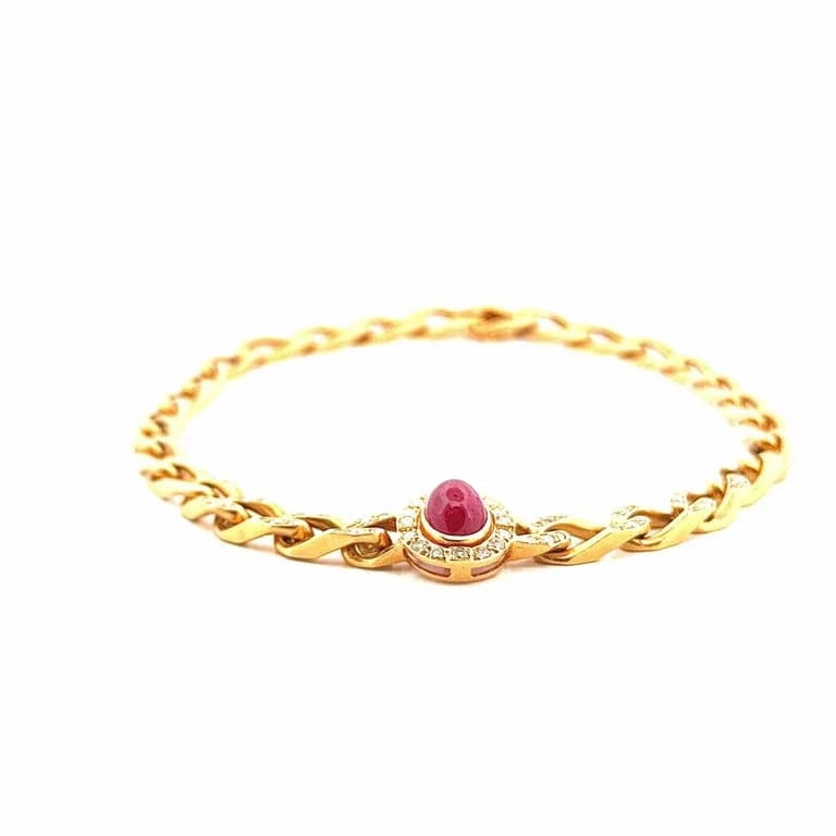 18-carat gold vintage necklace CARTIER, diamonds and cabochon rubies  - Image 5