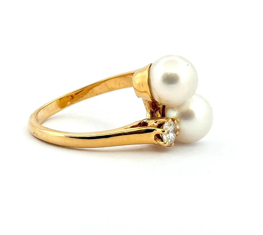 Ring Toi & Moi yellow gold pearl and diamonds  - Image 3