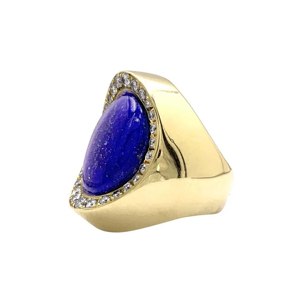 Aldebert ring, yellow gold lapis-lazuli and diamonds.35055A  - Image 3