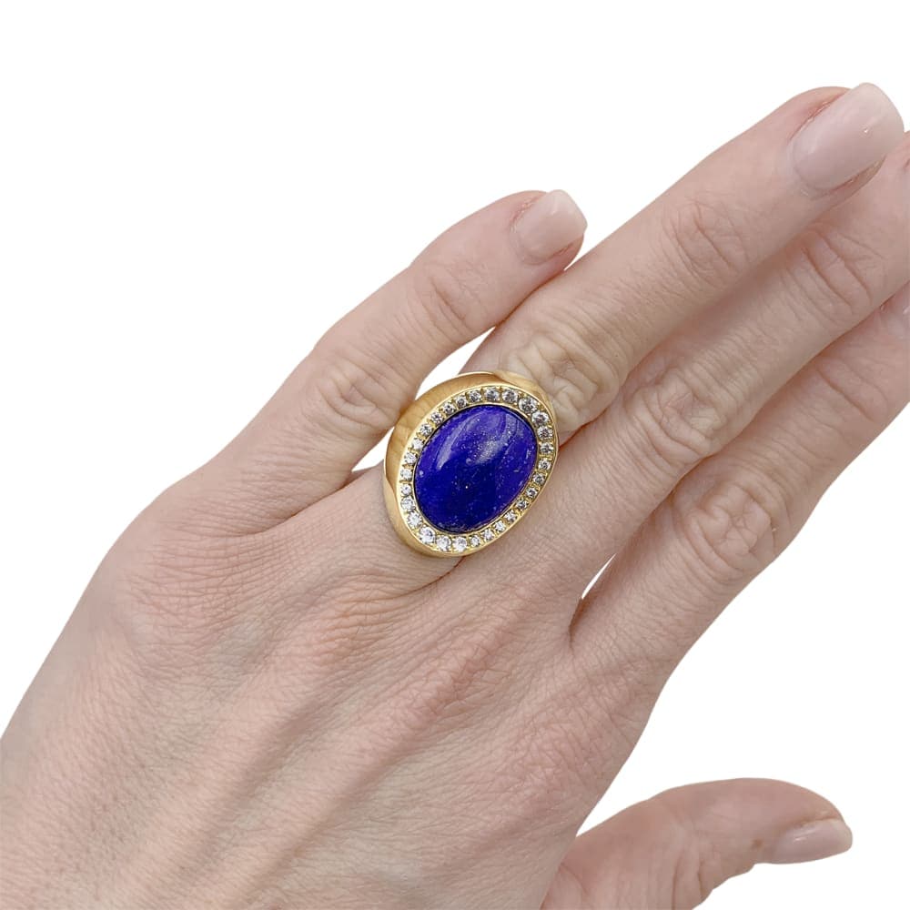 Aldebert ring, yellow gold lapis-lazuli and diamonds.35055A  - Image 5