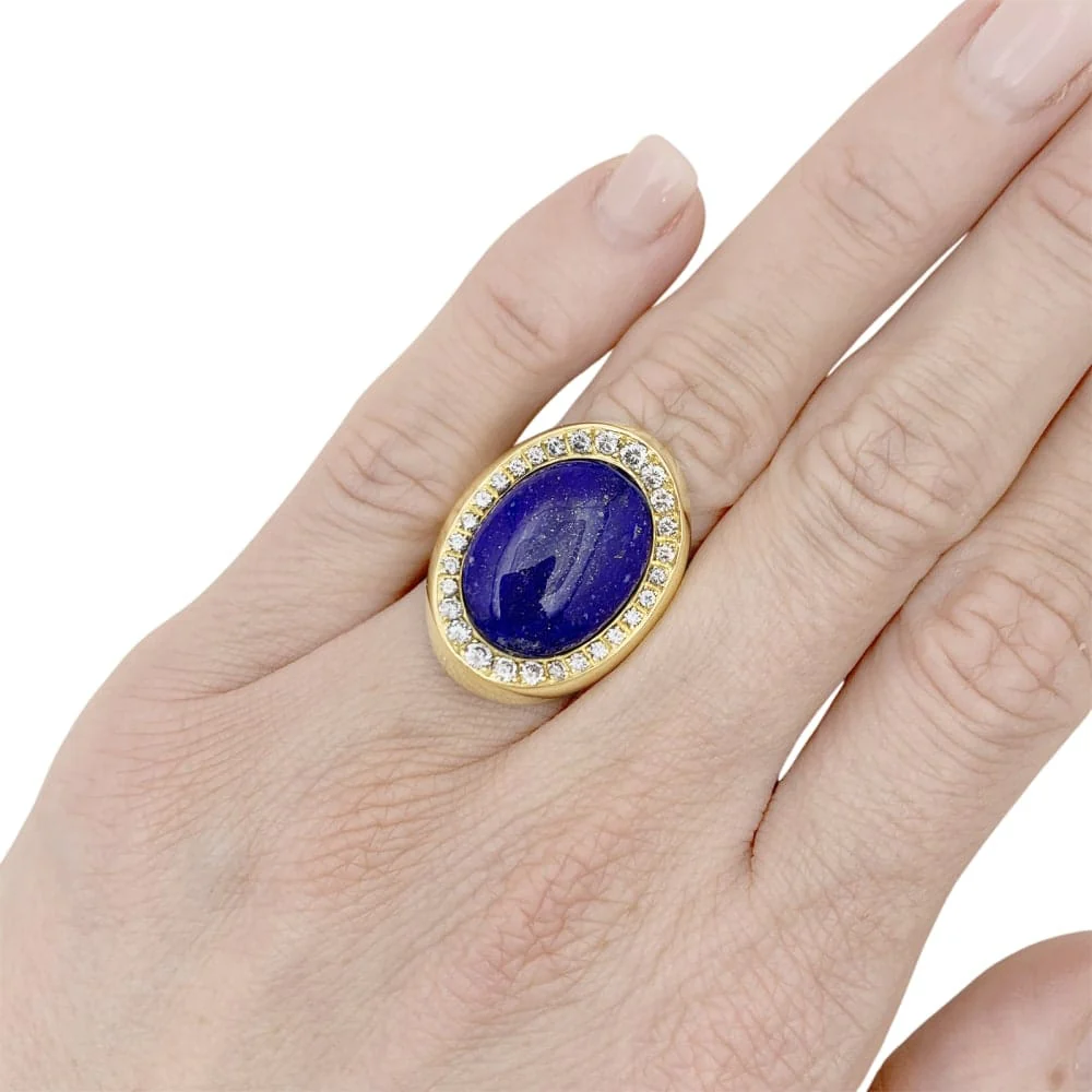 Aldebert ring, yellow gold lapis-lazuli and diamonds.35055A  - Image 6