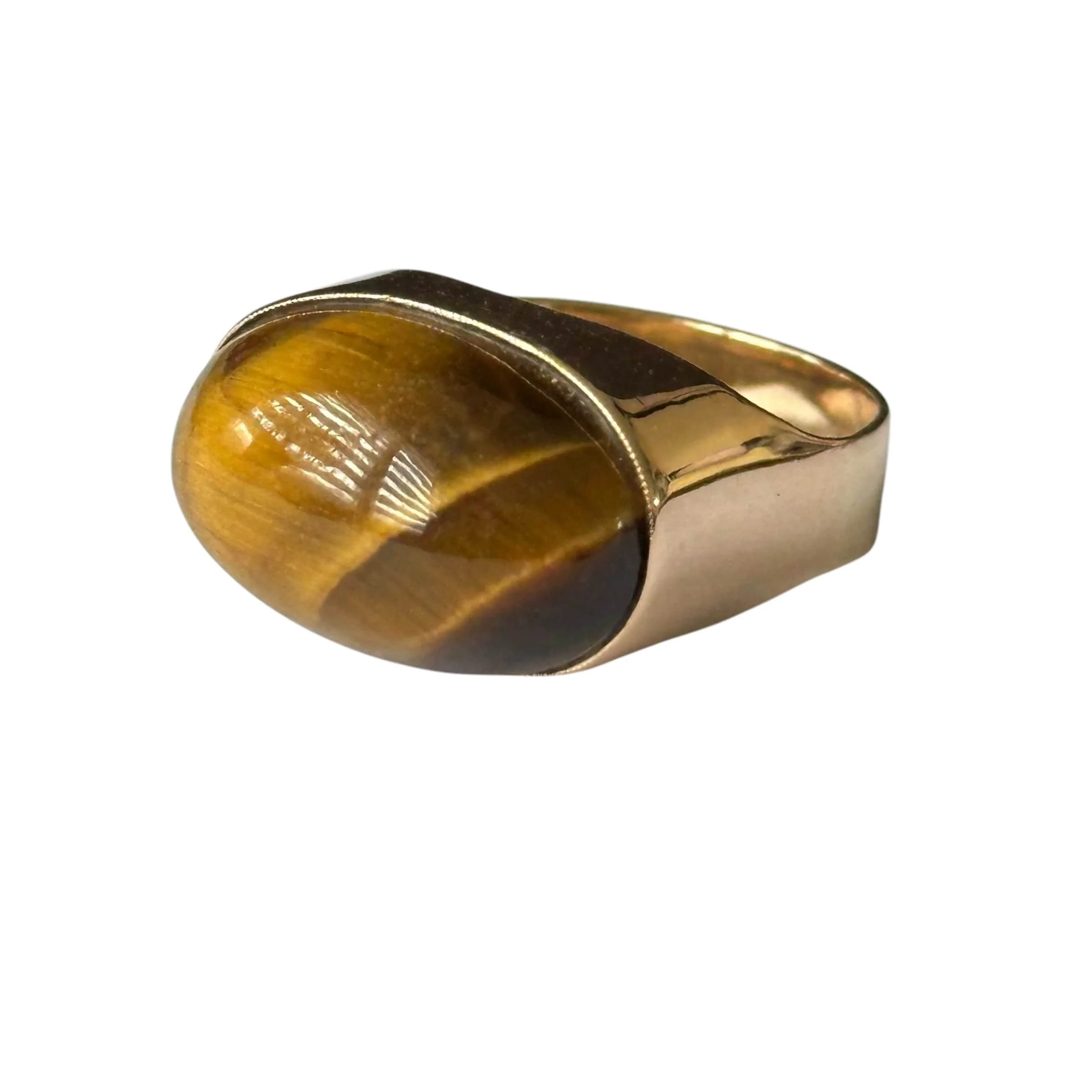 18-carat yellow gold tiger's eye ring  - Image 3