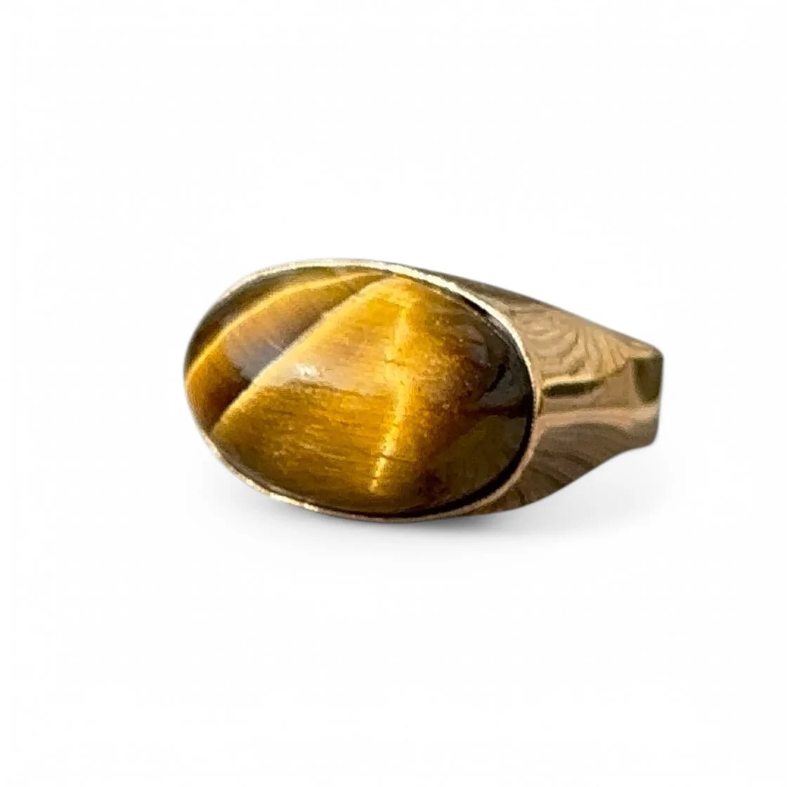 18-carat yellow gold tiger's eye ring  - Image 4