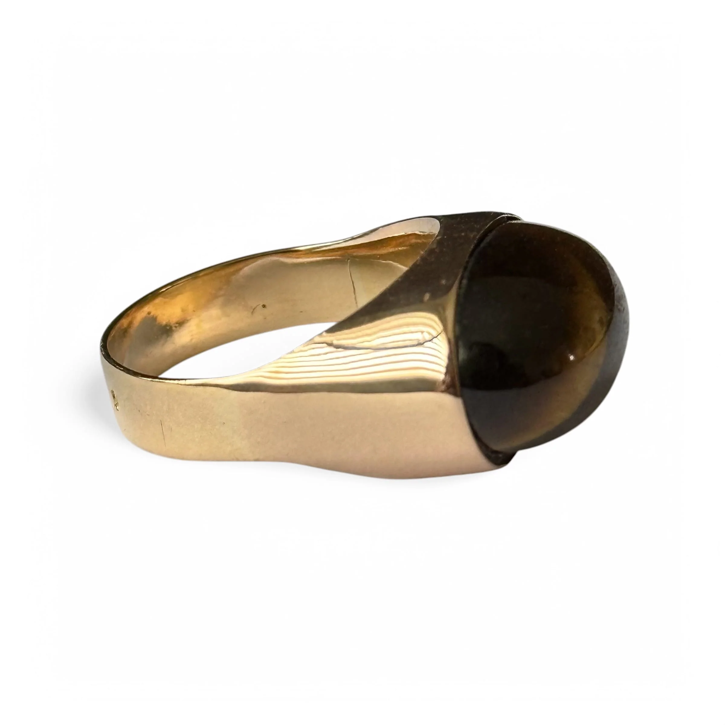 18-carat yellow gold tiger's eye ring  - Image 7