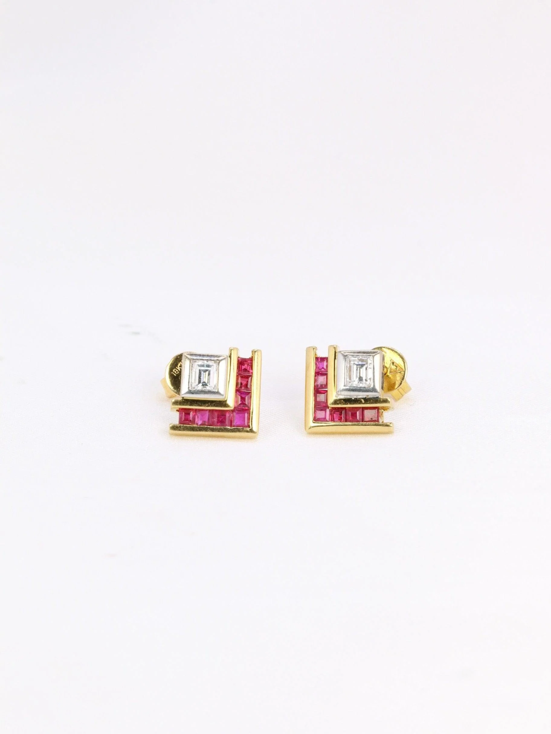 Emerald cut ruby diamond earrings calibers - Image 4