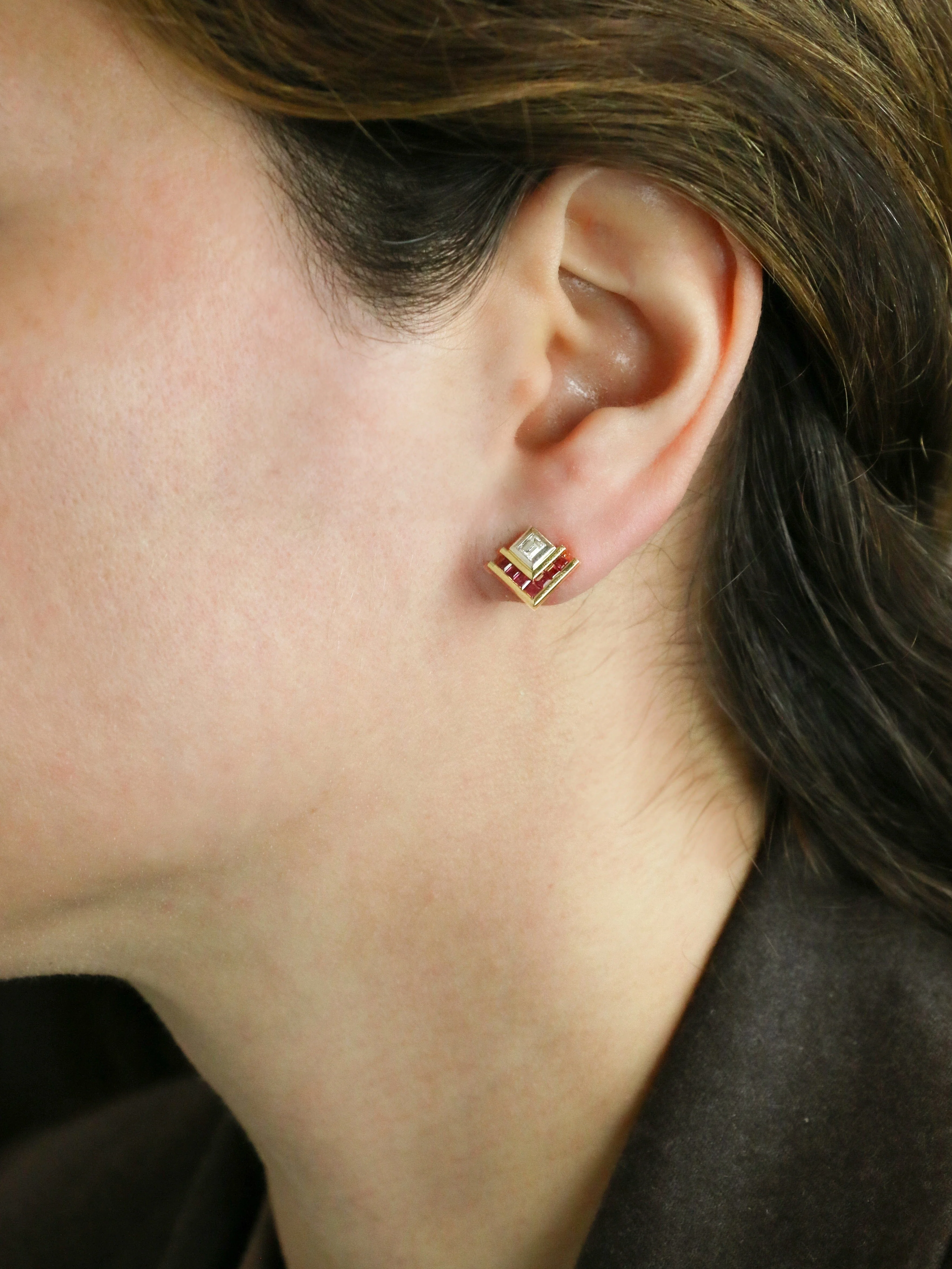 Emerald cut ruby diamond earrings calibers - Image 6