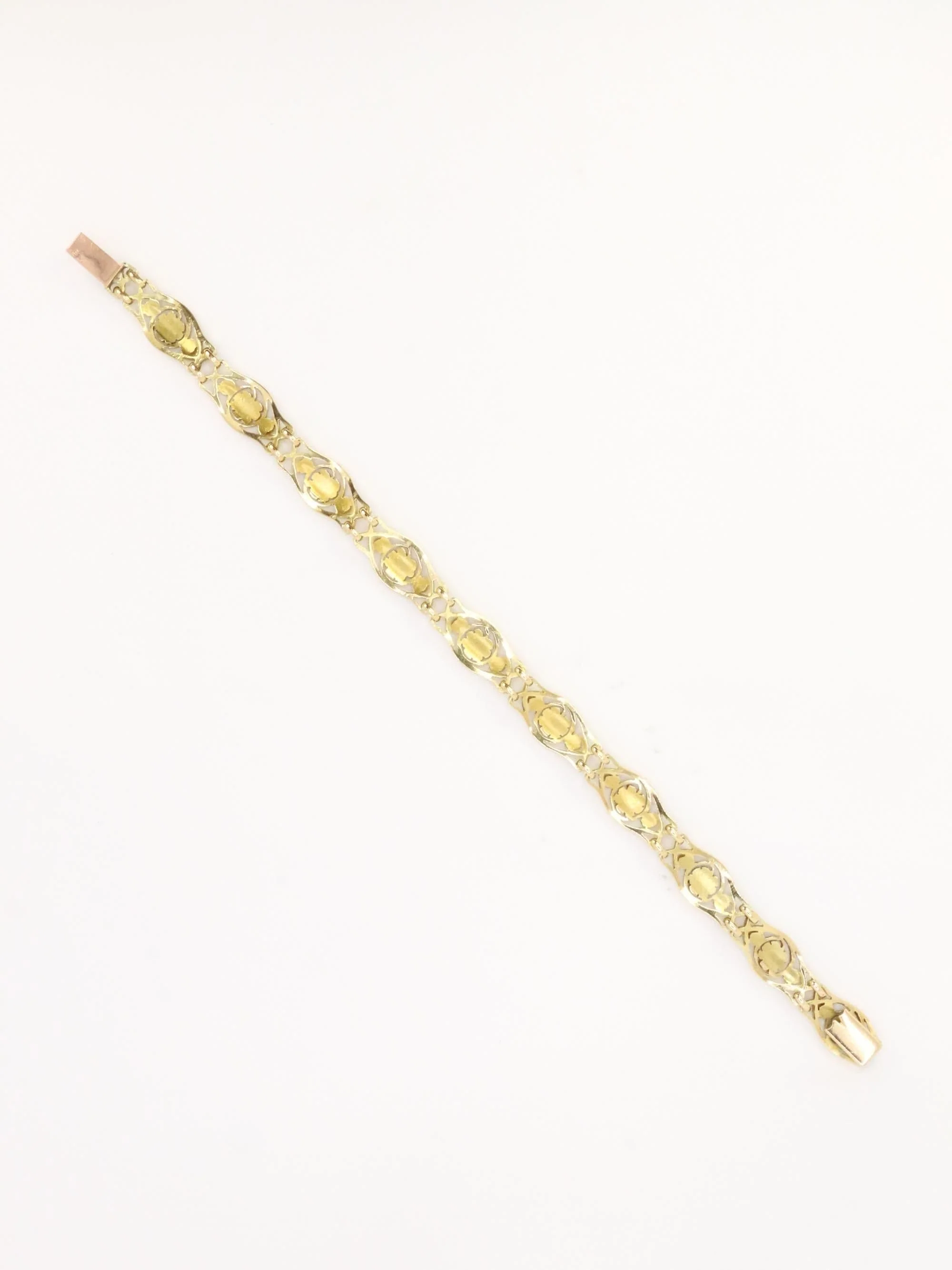 Art Nouveau yellow gold bracelet Link ivy leaf - Image 10