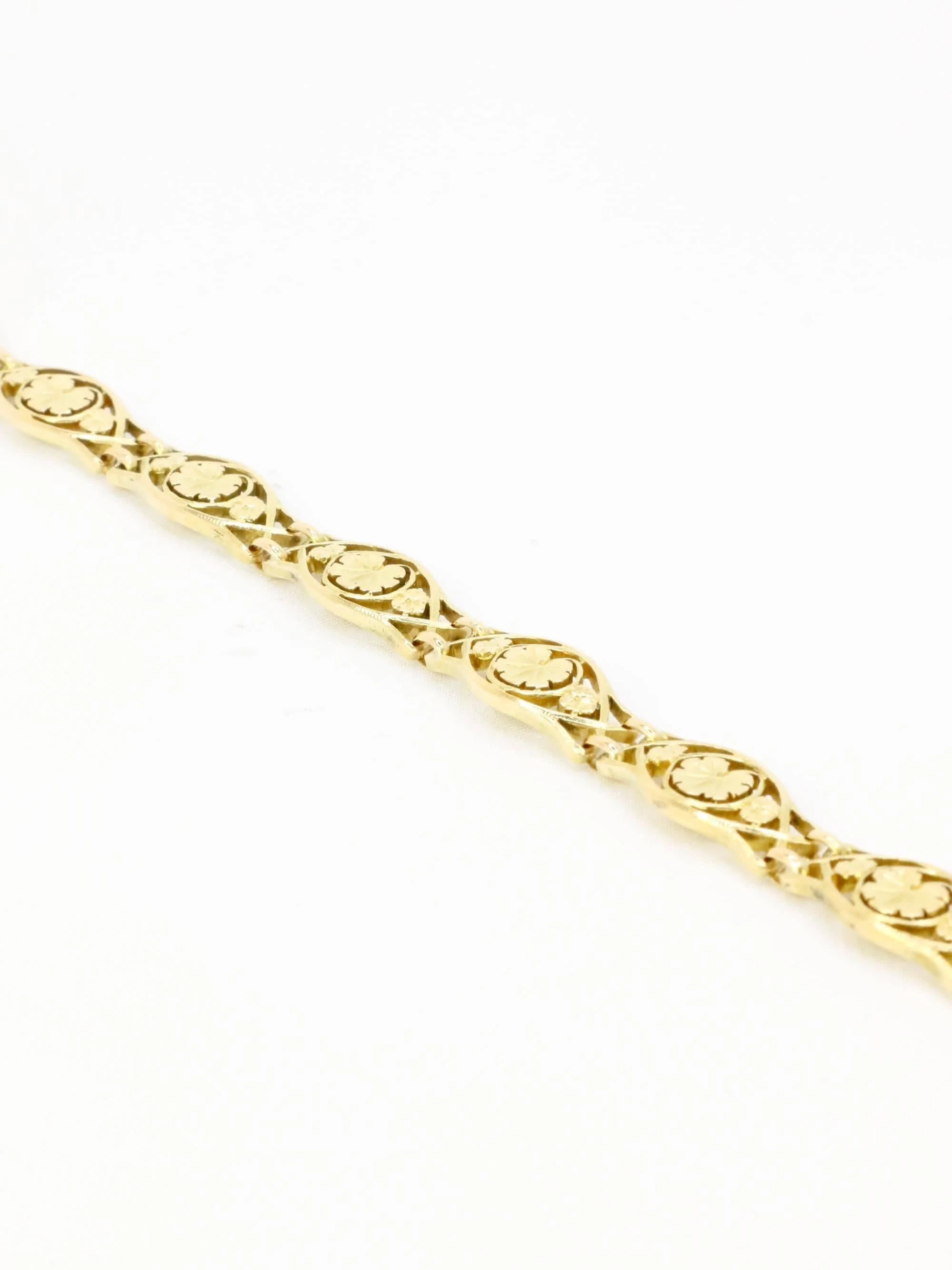 Art Nouveau yellow gold bracelet Link ivy leaf - Image 5